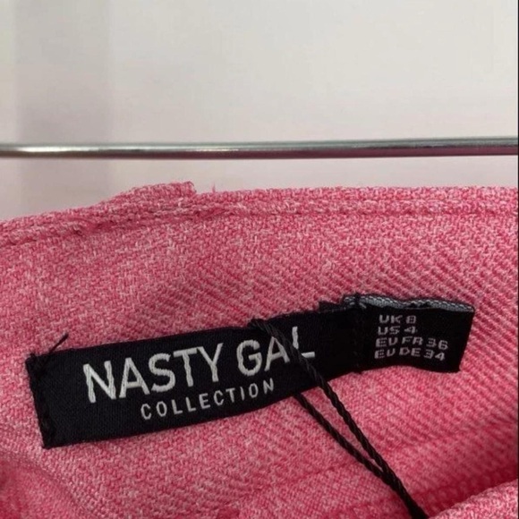 Nasty Gal Pink High-Rise Straight Leg Trousers - Picture 4 of 7